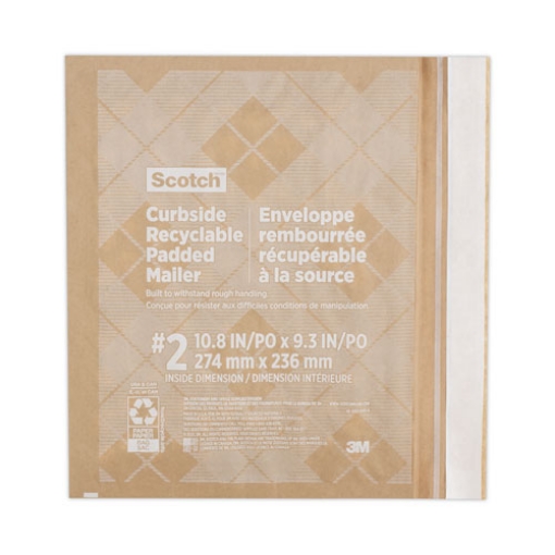 Picture of Curbside Recyclable Padded Mailer, #2, Bubble Cushion, Self-Adhesive Closure, 11.25 x 12, Natural Kraft, 100/Carton