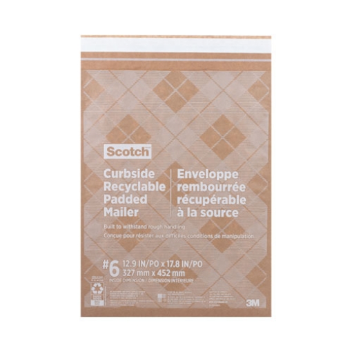 Picture of Curbside Recyclable Padded Mailer, #6, Bubble Cushion, Self-Adhesive Closure, 13.75 x 20, Natural Kraft, 50/Carton