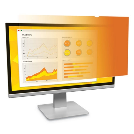 Picture of gold frameless privacy filter for 21.5" widescreen flat panel monitor, 16:9 aspect ratio