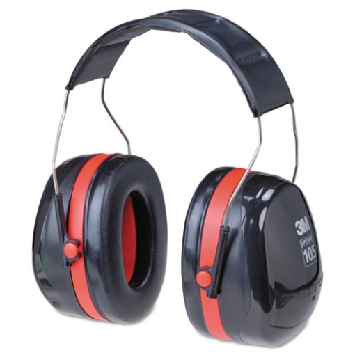 Picture of PELTOR OPTIME 105 HIGH PERFORMANCE EAR MUFFS H10A, 30 DB NRR, BLACK/RED