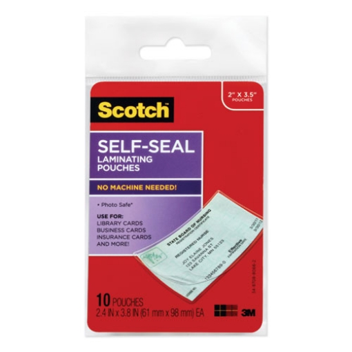 Picture of Self-Sealing Laminating Pouches, 9 Mil, 3.8" X 2.4", Gloss Clear, 10/pack