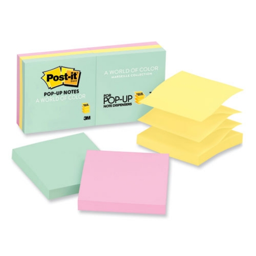 Picture of Original Pop-up Refill, 3" x 3", Beachside Cafe Collection Colors, 100 Sheets/Pad, 6 Pads/Pack