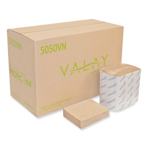 Picture of Valay Interfolded Napkins, 1-Ply, 6.3 X 8.85, Kraft, 6,000/carton