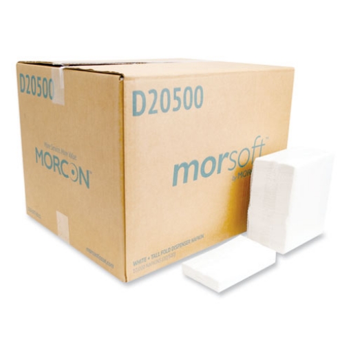 Picture of Morsoft Dispenser Napkins, 1-Ply, 6 X 13.5, White, 500/pack, 20 Packs/carton