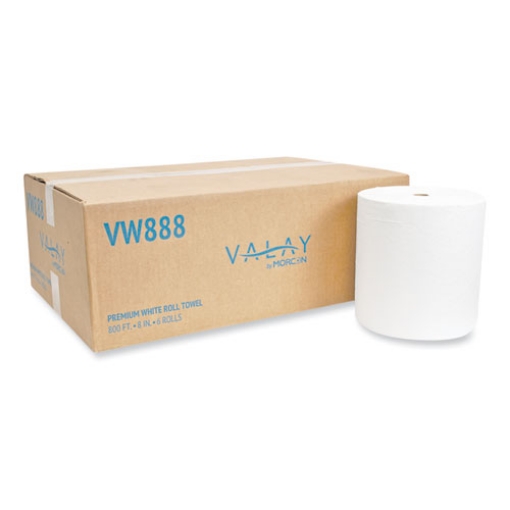 Picture of Valay Proprietary Roll Towels, 1-Ply, 8" X 800 Ft, White, 6 Rolls/carton