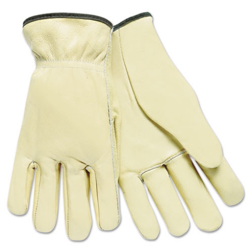 Picture of Full Leather Cow Grain Driver Gloves, Tan, Medium, 12 Pairs