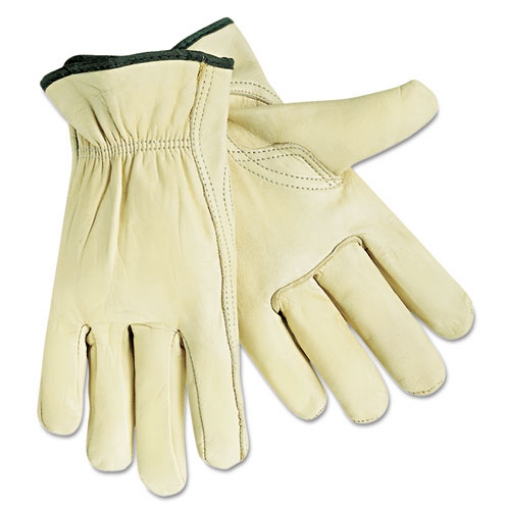 Picture of Economy Leather Drivers Gloves, White, Large, 12 Pairs