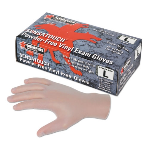 Picture of Sensatouch Clear Vinyl Disposable Medical Grade Gloves, Medium, 100/Box, 10 Box/Carton