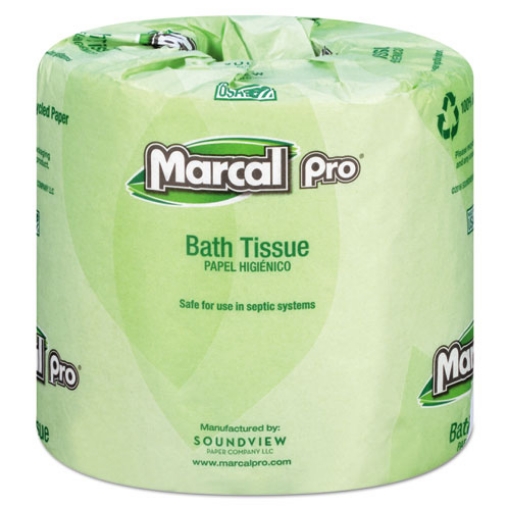 Picture of 100% Recycled Bathroom Tissue, Septic Safe, 2-Ply, White, 240 Sheets/Roll, 48 Rolls/Carton