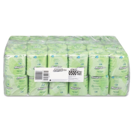Picture of 100% RECYCLED 2-PLY BATH TISSUE, SEPTIC SAFE, 2-PLY, WHITE, 500 SHEETS/ROLL, 48 ROLLS/CARTON