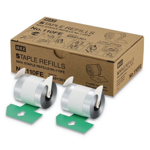 Picture of Staple Refills No.110fe, 0.56" Leg, 0.5" Crown, Silver, 4,000/cartridge, 2 Cartridges/box, 8,000/box