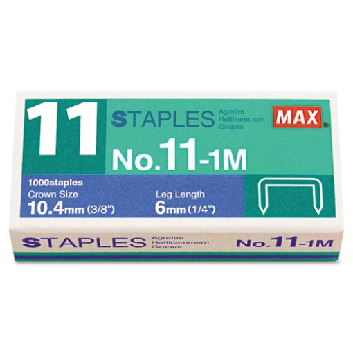 Picture of No. 11 Mini Staples, 0.25" Leg, 0.38" Crown, Steel, 1,000/box