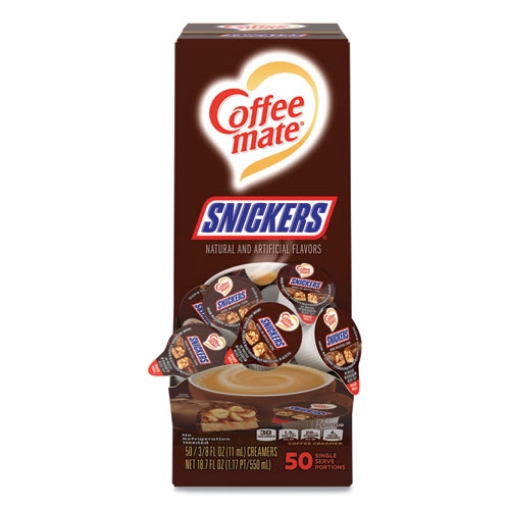 Picture of Liquid Coffee Creamer, Snickers, 0.38 Oz Mini Cups, 50 Cups/box