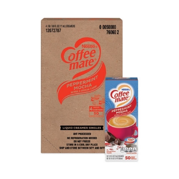 Picture of Liquid Coffee Creamer, Peppermint Mocha, 0.38 Oz Mini Cups, 50/box, 4 Boxes/carton, 200 Total/carton