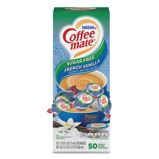 Picture of Liquid Coffee Creamer, Sugar Free French Vanilla, 0.38 oz Mini Cups, 50/Box