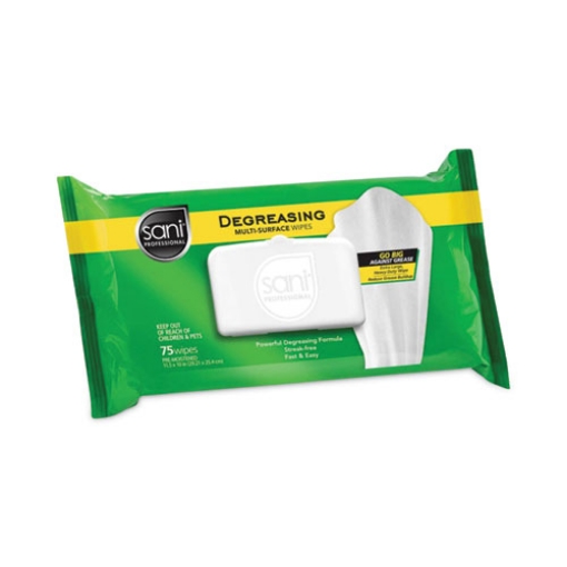 Picture of Degreasing Multi-Surface Wipes, 1-Ply, 11.5 x 10, 75, Floral Scent, White, Wipes/Pack, 9 Packs/Carton