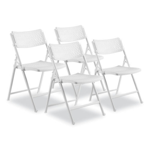 Picture of AirFlex Series Premium Poly Folding Chair, Supports 1000 lb, 17.25" Seat Ht, White Seat/Back/Base, 4/CT,Ships in 1-3 Bus Days