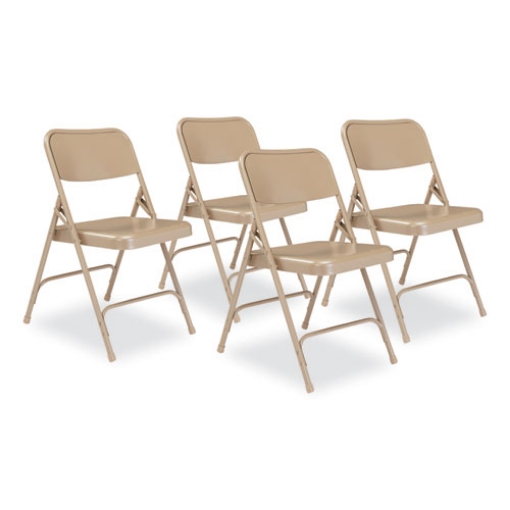 Picture of 200 Series Premium All-Steel Double Hinge Folding Chair, Supports 500 lb, 17.25" Seat Ht, Beige, 4/CT, Ships in 1-3 Bus Days