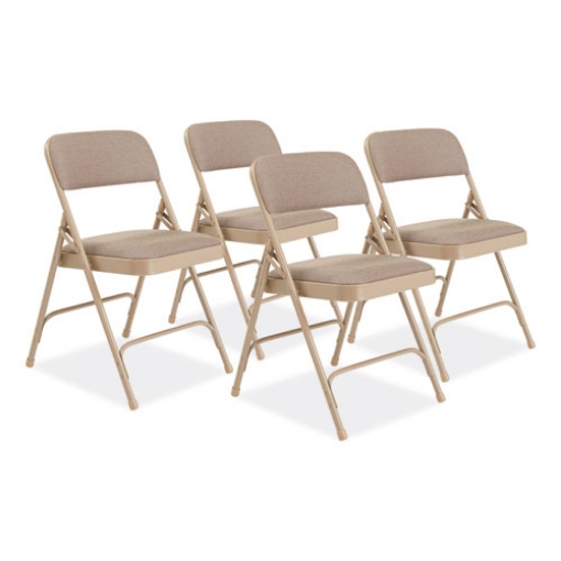 Picture of 2200 Series Deluxe Fabric Upholstered Dual-Hinge Premium Folding Chair, Supports 500lb, Cafe Beige,4/CT,Ships in 1-3 Bus Days