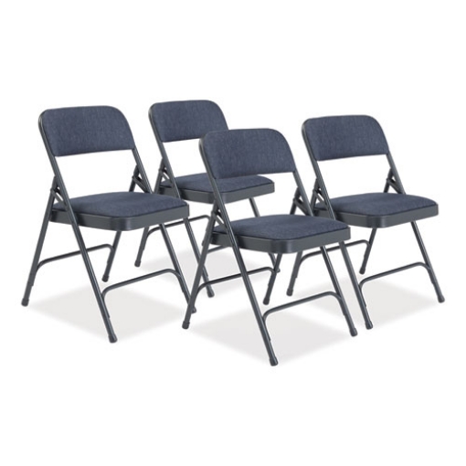 Picture of 2200 Series Fabric Dual-Hinge Folding Chair, Supports 500 lb, Royal Blue Seat/Back, Char-Blue Base,4/CT,Ships in 1-3 Bus Days