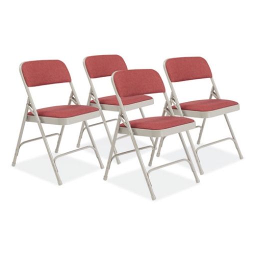 Picture of 2200 Series Fabric Dual-Hinge Premium Folding Chair, Supports 500lb, Cabernet Seat/Back,Gray Base,4/CT, Ships in 1-3 Bus Days