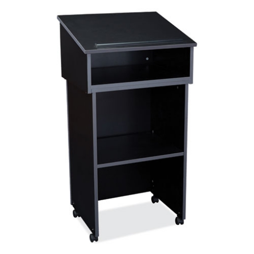 Picture of Tabletop Lectern and AV Cart/Lectern Base, 23.75 x 19.87 x 47.5, Black, Ships in 1-3 Business Days