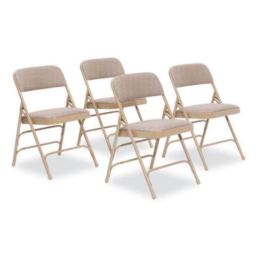 Picture of 2300 Series Fabric Triple Brace Double Hinge Premium Folding Chair, Supports 500 lb, Cafe Beige, 4/CT, Ships in 1-3 Bus Days