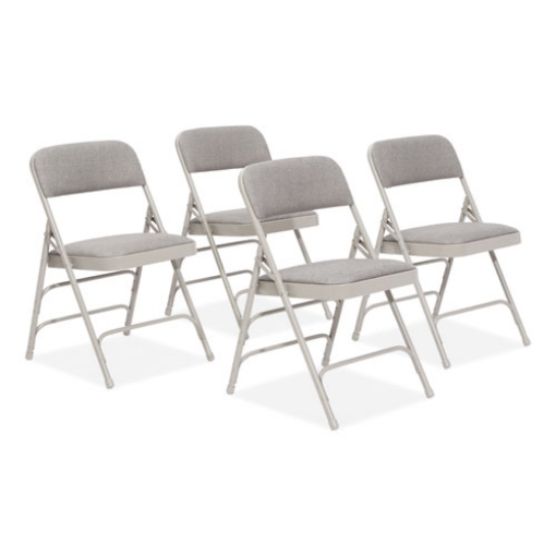 Picture of 2300 Series Fabric Triple Brace Double Hinge Premium Folding Chair, Supports 500 lb, Greystone, 4/CT, Ships in 1-3 Bus Days