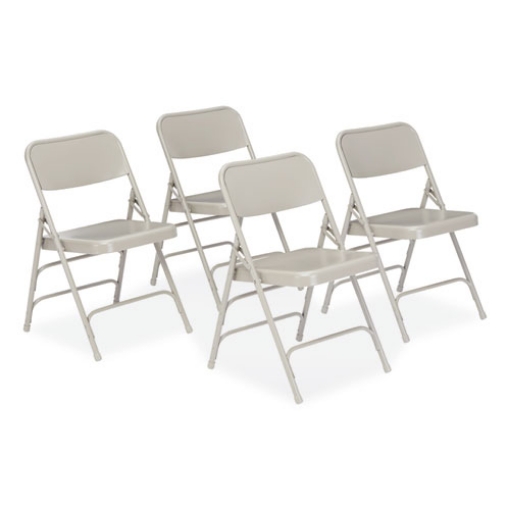 Picture of 300 Series Deluxe All-Steel Triple Brace Folding Chair, Supports 480 lb, 17.25" Seat Height, Gray, 4/CT,Ships in 1-3 Bus Days