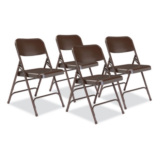 Picture of 300 Series Deluxe All-Steel Triple Brace Folding Chair, Supports 480 lb, 17.25" Seat Ht, Brown, 4/CT, Ships in 1-3 Bus Days
