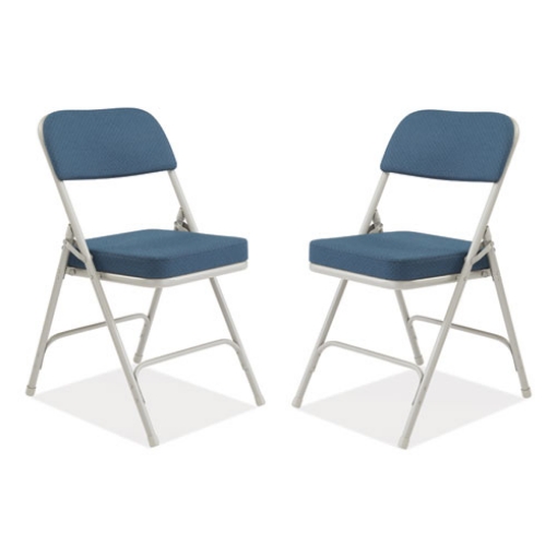 Picture of 3200 Series Fabric Dual-Hinge Folding Chair, Supports 300 lb, Regal Blue Seat/Back, Gray Base, 2/CT, Ships in 1-3 Bus Days