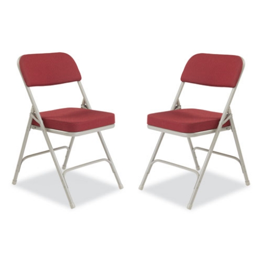Picture of 3200 Series Premium Fabric Dual-Hinge Folding Chair, Supports 300lb, Burgundy Seat/Back, Gray Base,2/CT,Ships in 1-3 Bus Days