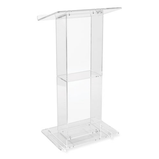 Picture of Clear Acrylic Lectern with Shelf, 24 x 15 x 46, Clear, Ships in 1-3 Business Days