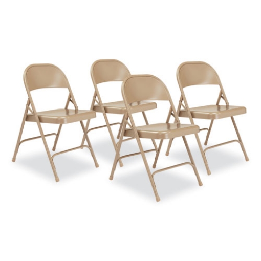 Picture of 50 Series All-Steel Folding Chair, Supports 500 lb, 16.75" Seat Ht, Beige Seat/Back, Beige Base, 4/CT, Ships in 1-3 Bus Days