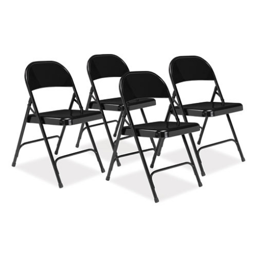 Picture of 50 Series All-Steel Folding Chair, Supports 500 lb, 16.75" Seat Height, Black Seat/Back/Base, 4/CT,Ships in 1-3 Business Days