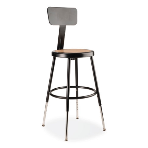 Picture of 6200 Series 19"-27" Height Adj Heavy-Duty Stool w/Backrest, Supports 500 lb, Masonite Seat/Black Base, Ships in 1-3 Bus Days