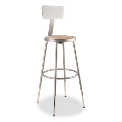 Picture of 6200 Series 25"-33" Height Adjustable Heavy Duty Stool w/Backrest, Supports 500lb, Brown Seat/Gray Base,Ships in 1-3 Bus Days