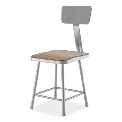 Picture of 6300 Series HD Square Seat Stool w/Backrest, Supports 500 lb, 17.5" Seat Ht, Brown Seat,Gray Back/Base, Ships in 1-3 Bus Days