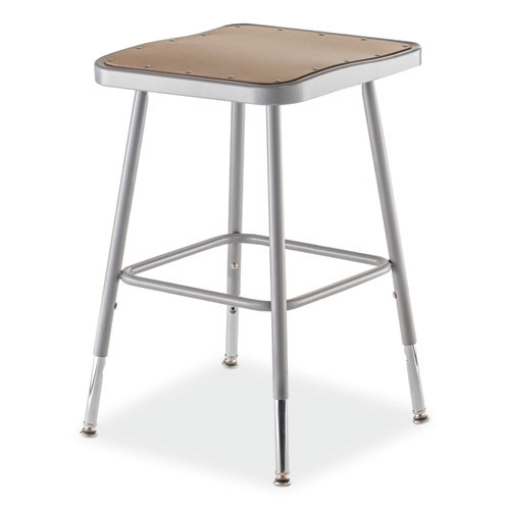 Picture of 6300 Series Height Adj HD Square Seat Stool, Backless, Supports 500 lb, 18" to 26" Seat Ht, Brown/Gray, Ships in 1-3 Bus Days