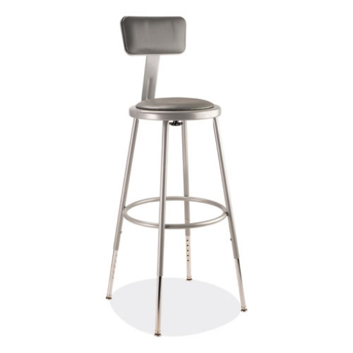 Picture of 6400 Series Height Adjustable Heavy Duty Padded Stool w/Backrest, Supports 300lb, 25"-33" Seat Ht, Gray,Ships in 1-3 Bus Days