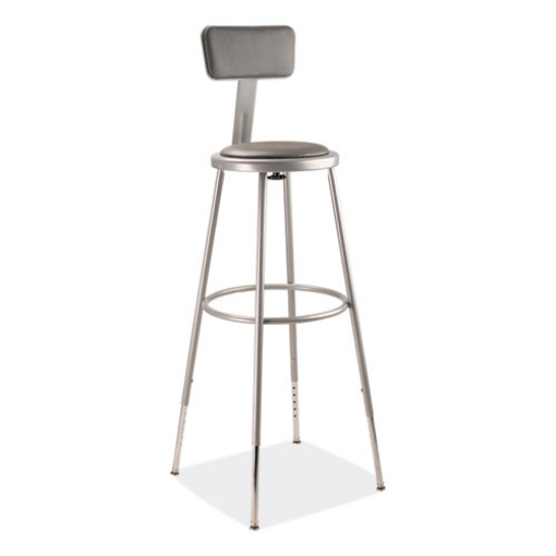 Picture of 6400 Series Height Adjustable Heavy Duty Padded Stool w/Backrest, Supports 300lb, 32"-39" Seat Ht, Gray,Ships in 1-3 Bus Days