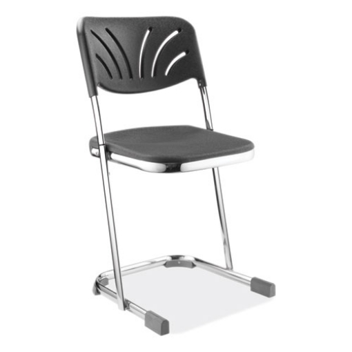 Picture of 6600 Series Elephant Z-Stool With Backrest, Supports 500 lb, 18" Seat Ht, Black Seat/Back, Chrome Frame,Ships in 1-3 Bus Days