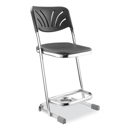 Picture of 6600 Series Elephant Z-Stool With Backrest, Supports 500 lb, 22" Seat Ht, Black Seat/Back, Chrome Frame,Ships in 1-3 Bus Days