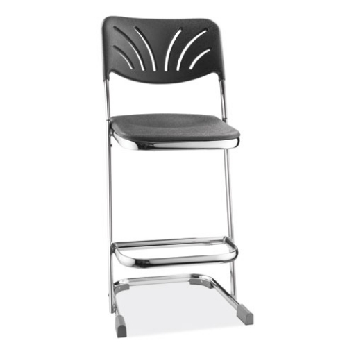 Picture of 6600 Series Elephant Z-Stool With Backrest, Supports 500 lb, 24" Seat Ht, Black Seat/Back, Chrome Frame,Ships in 1-3 Bus Days