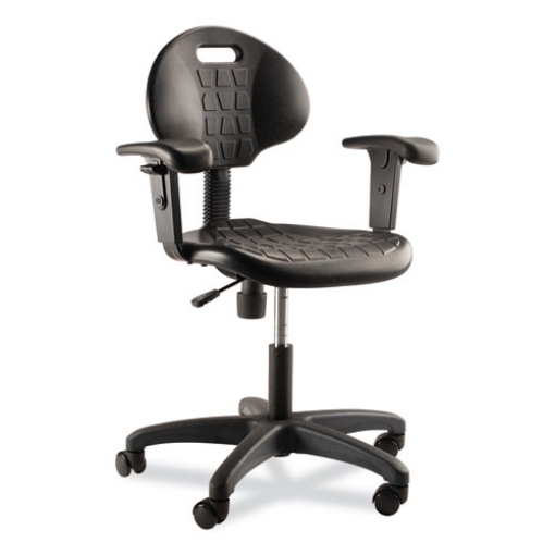 Picture of 6700 Series Polyurethane Adj Height Task Chair w/Arms, Supports 300lb, 16"-21" Seat Ht, Black Seat/Base,Ships in 1-3 Bus Days