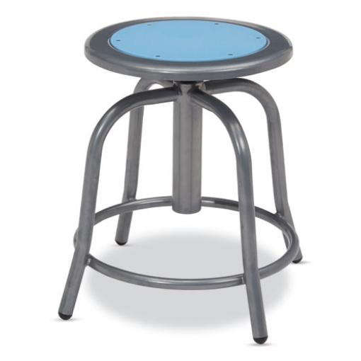 Picture of 6800 Series Height Adj Metal Seat Stool, Supports 300 lb, 18"-24" Seat Ht, Blueberry Seat, Gray Base, Ships in 1-3 Bus Days