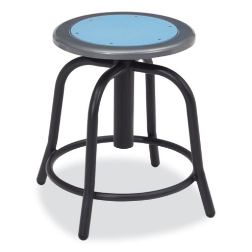 Picture of 6800 Series Height Adj Metal Seat Stool, Supports 300 lb, 18" to 24" Seat Ht, Blueberry Seat/Black Base,Ships in 1-3 Bus Days