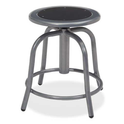 Picture of 6800 Series Height Adj Metal Seat Swivel Stool, Supports 300 lb, 18"-24" Seat Ht, Black Seat, Gray Base,Ships in 1-3 Bus Days