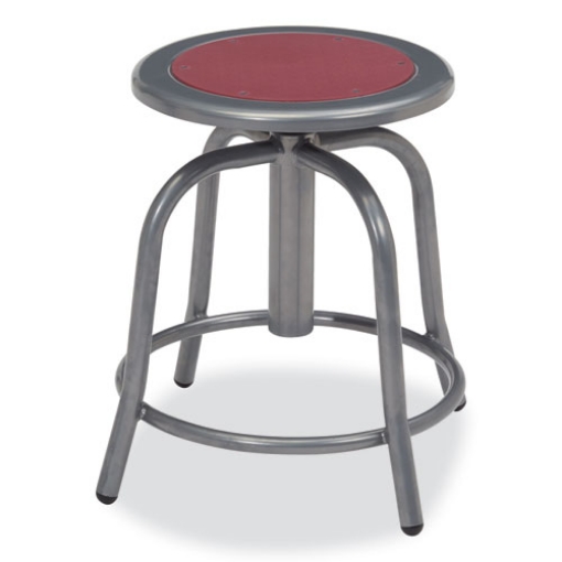 Picture of 6800 Series Height Adj Metal Seat Swivel Stool, Supports 300lb, 18"-24" Seat Ht,Burgundy Seat/Gray Base,Ships in 1-3 Bus Days