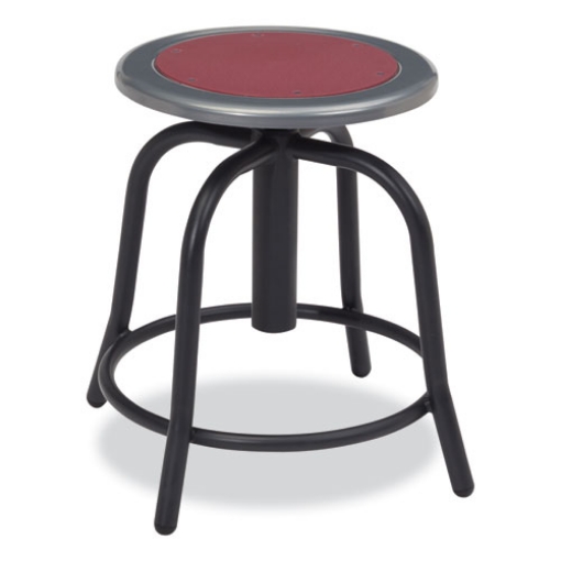 Picture of 6800 Series Height Adj Metal Seat Stool, Supports 300 lb, 18"-24" Seat Ht, Burgundy Seat, Black Base, Ships in 1-3 Bus Days